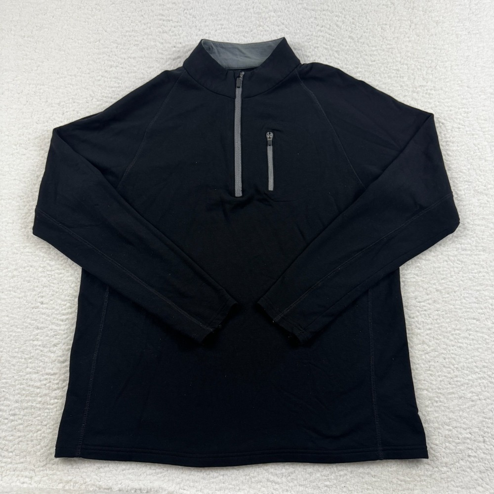 Free Fly Sweater Mens Large Black Long Sleeve Performance Quarter Zip Pullover